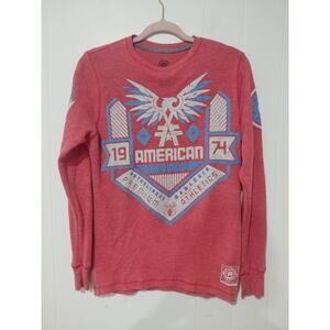 American Fighter Mens Graphic Crew Neck Thermal Long Sleeve Shirt Pink Size S